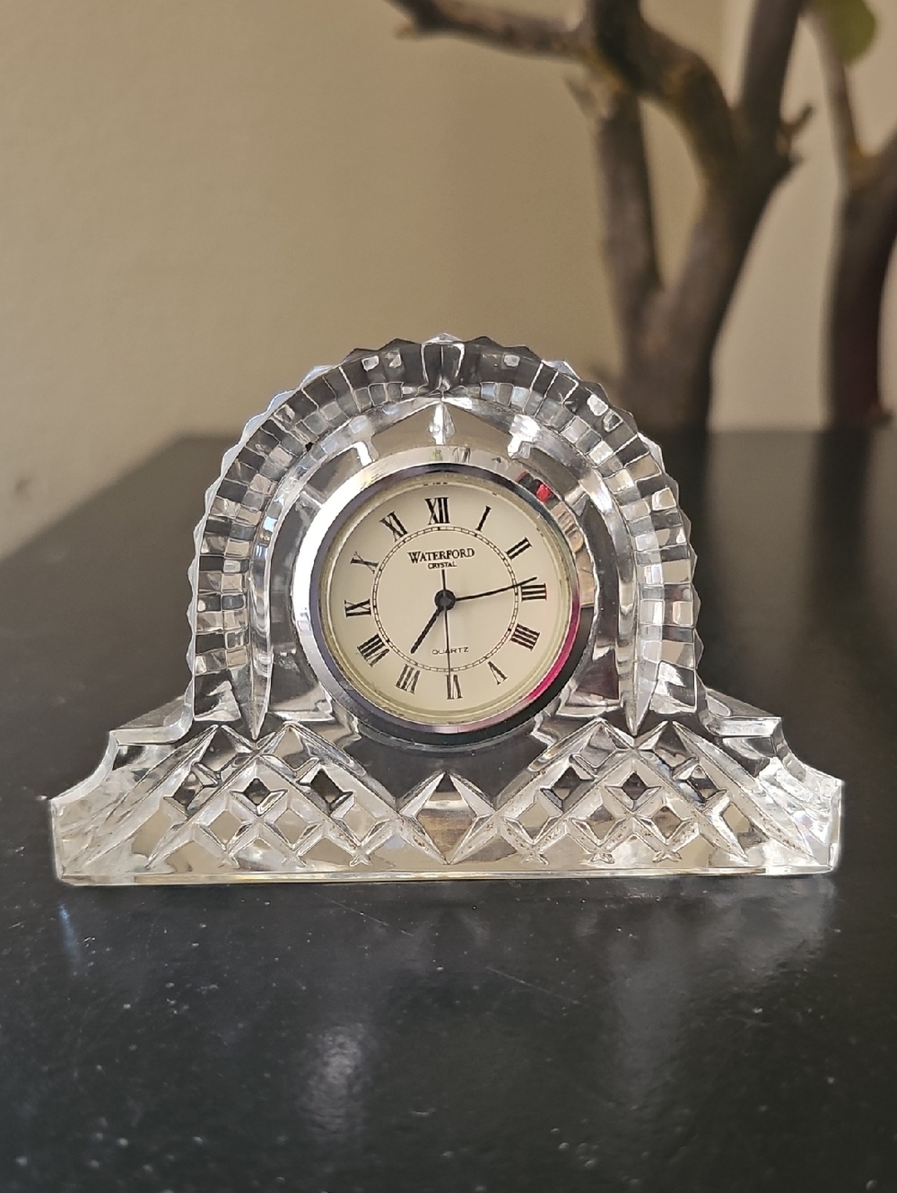 Waterford Clear Crystal Carved Mantel Clock
